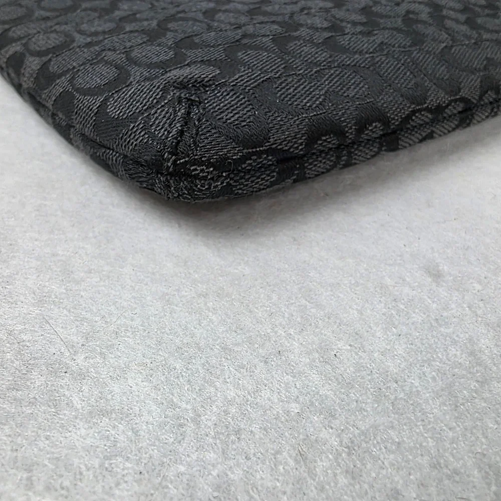 Coach Black Signature Jacquard Zip Portfolio Pouch Document Case Laptop Sleeve